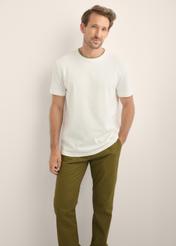 Cream cotton plain men's T-shirt TSHMT-0155-0B(Z26)