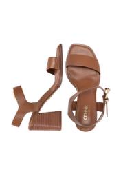 Women's brown leather sandals BUTYD-1178-1D(W26), product view from above on a white background.