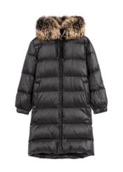 Black women's jacket with natural insulation KURDT-0623-99(Z25)