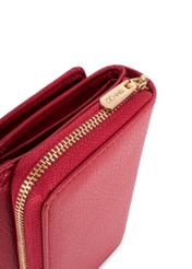 Large red leather women's wallet PORES-0801R-4B(W26), close-up of the product detail on a white background.