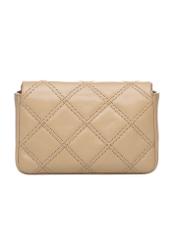 Small beige leather women's handbag TORES-1044-1B(W26), product view from the back on a white background.