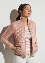 Pink quilted jacket for women KURDT-0418-34(W23)-02