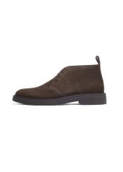 Men's dark brown suede ankle boots BUTYM-0575-1I(Z26), side view of the product on a white background.
