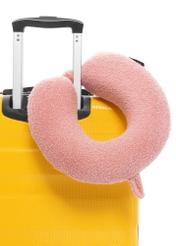 Soft pink headrest AW-014-0003-31(W25), back view of the product without packaging on a suitcase on a white background.