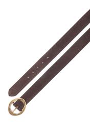 Chocolate suede women's belt PASDS-0318-90(Z25), top product view on white background.