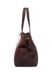 Brown women's shopper bag TOREC-1318-1H(Z26) – side view of the product on a white background.