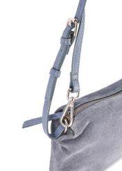 Navy blue suede women's handbag TORES-1249-7C(W26) - close-up detail view, on white background.