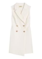 Women's white jumpsuit KOBDT-0009-0B(W26) - front product view, on a white background.