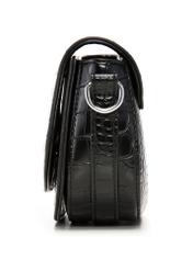 Small black women's croco handbag TOREC-1264-9G(Z26), product view from the side on a white background.