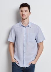 Blue short sleeve shirt for men KOSMT-0327-62(W24)-03