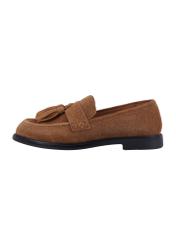 Women's suede moccasins in cognac color BUTYD-1331-1F(Z26), side view of the product on a white background.