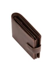 Brown men's leather wallet PORMS-0671-1H(Z26), close-up of product detail, view on white background.
