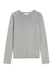 Gray women's cashmere sweater SWEDT-0260-9B(Z26) - front product view, on white background.