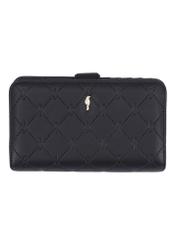 Black women's wallet with monogram POREC-0391A-9P(Z26), front product view on white background.