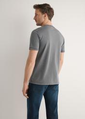 Men's graphite cotton t-shirt TSHMT-0141-9D(W26) - back view of the product, on a model, against a light background. Knee-length silhouette visible.