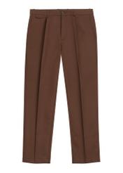 Men's brown cotton trousers SPOMT-0125-1H(Z26), product view from the front on a white background.