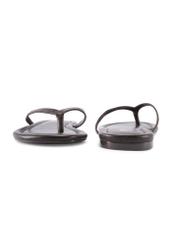 Women's dark brown leather flip-flops BUTYD-1271-1I(W26), front and back product view on white background.