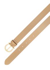 Beige women's leather belt PASDS-0274-1A(W26), top view of the product on a white background.