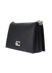 Black small women's handbag TOREC-1282-99(Z26). Side view, diagonal, on a white background.