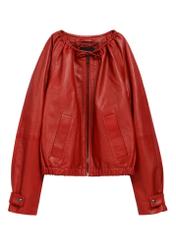 Women's red leather jacket KURDS-0588-4B(W26)
