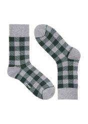 Grey-green checkered men's socks SKAMT-0180-66(Z23)-01