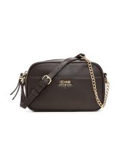 Brown small women's handbag TOREC-1285-1I(Z26), product view from the front on a white background.