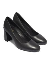 Women's black leather pumps BUTYD-1307-99(Z26), diagonal product view on a white background.