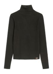 Black women's turtleneck sweater SWEDT-0245-99(Z25), front product view on white background.