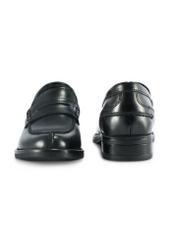 Women's black leather moccasins BUTYD-1097-99(Z25), product view from the front and back on a white background.