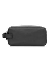 Black leather men's cosmetic bag TORMS-0412R-9I(W26), back view of the product on a white background.