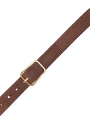 Brown leather women's belt PASDS-0317-89(Z25), product view with buckle on white background.
