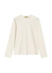 Cream cotton women's longsleeve LSLDT-0052-0B(Z26) - front product view, on a white background.