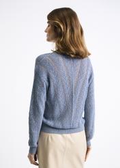 Blue openwork women's sweater SWEDT-0159-61(W22)-06