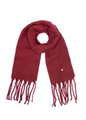 Red women's scarf with a wool blend SZADT-0204-42(Z25), product view from the front on a white background.