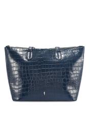 Women's navy blue leather shopper bag TORES-0939F-7D(W26)