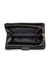 Medium black leather women's wallet PORES-0896R-9I(W26), product view inside on white background.