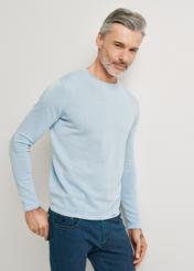 Blue cotton men's sweater SWEMT-0100-62(W24)-02