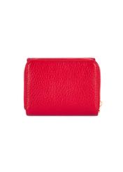 Small red leather women's wallet PORES-0802G-42(Z25), back view of the product on a white background.