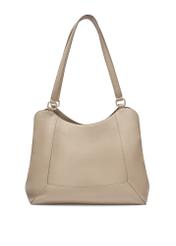 Beige leather women's shopper bag TORES-1264-1B(W26), product view from the back on a white background.