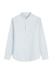 Men's cotton blue striped shirt KOSMT-0354-7B(W26) - front product view, on white background.