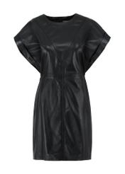 Black leather waist dress SUKDS-0048-1298(W24)-03