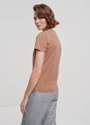 Women's camel colored t-shirt with oriole TSHDT-0124-24(W24)-02