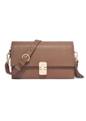 Light brown leather shoulder bag TORES-1418-1K(Z26), front product view on white background.