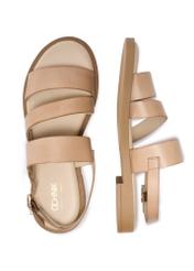 Light beige leather women's sandals BUTYD-1152-1A(W26), product view from above on white background.