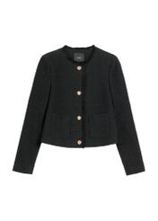 Black short women's jacket ZAKDT-0041-99(W26), front product view on white background.