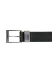 Black smooth leather men's belt PASMS-0163A-99(W24)-03