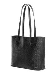 Black leather women's shopper handbag TORES-1389-9P(Z26), diagonal product view on a white background.