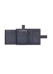 Men's leather wallet in navy blue PORMS-0695-7E(W26), product view inside on white background.