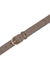 Dark beige leather women's belt PASDS-0345-1K(Z26), product view from above on white background.