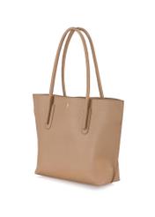 Dark beige women's shopper bag TOREC-0938-1C(W26) - diagonal product view on a white background.